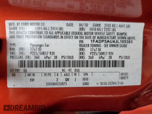 2018 Ford C-Max SE with VIN 1FADP5AU4JL105383, listed as a Copart auction lot 67306635 with 62,267 mi miles and Salvage title. Bid and sale history available at DreamBid. Image 12.