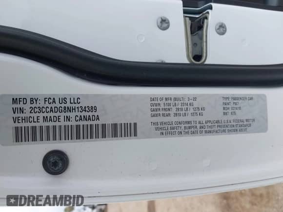 2022 Chrysler 300 Touring L с VIN 2C3CCADG8NH134389, выставлен на аукционе IAAI как лот 42298353 с пробегом 50 783 миль миль и . История ставок и продаж доступна на DreamBid. Изображение 9.