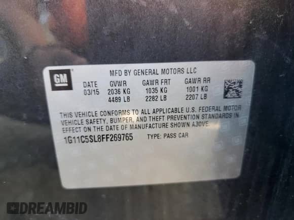 2015 Chevrolet Malibu LT z VIN 1G11C5SL8FF269765, wystawiony jako Copart lot #81848125 z przebiegiem 150 242 mil mil oraz Czysty tytuł • Clean title. Historia ofert i sprzedaży dostępna na DreamBid. Obrazek 12.