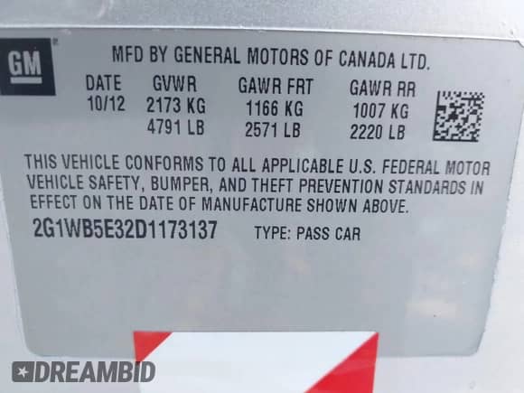 2013 Chevrolet Impala LT z VIN 2G1WB5E32D1173137, wystawiony jako IAAI lot #43435452 z przebiegiem 42 297 mil mil oraz . Historia ofert i sprzedaży dostępna na DreamBid. Obrazek 9.