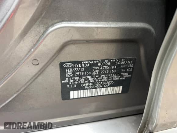 2013 Hyundai Azera с VIN KMHFH4JG9DA262035, выставлен на аукционе Copart как лот 80647314 с пробегом 194 569 миль миль и Чистый • Clean title. История ставок и продаж доступна на DreamBid. Изображение 12.