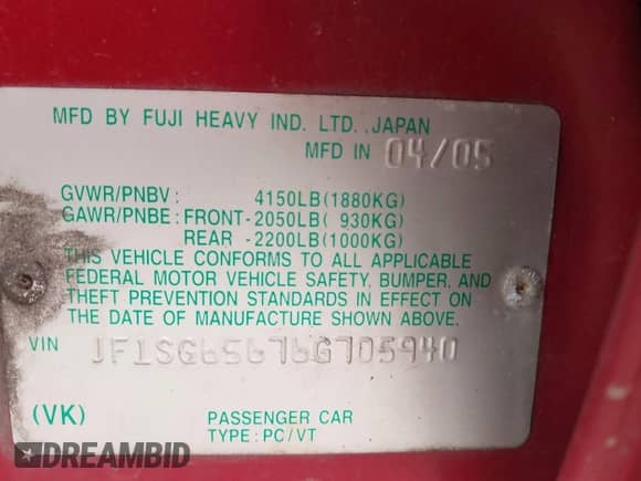 2006 Subaru Forester X with VIN JF1SG65676G705940, listed as a IAAI auction lot 41904234 with 194,097 mi miles and . Bid and sale history available at DreamBid. Image 9.