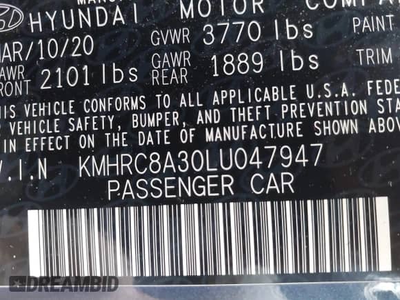 2020 Hyundai Venue SEL z VIN KMHRC8A30LU047947, wystawiony jako IAAI lot #43060381 z przebiegiem 25 289 mil mil oraz . Historia ofert i sprzedaży dostępna na DreamBid. Obrazek 9.