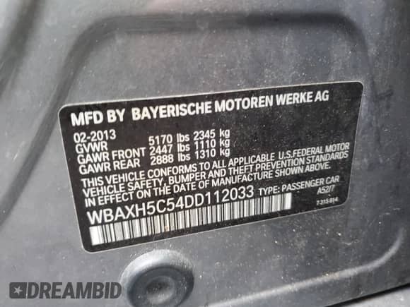 2013 BMW 5 Series 528i xDrive z VIN WBAXH5C54DD112033, wystawiony jako Copart lot #67009565 z przebiegiem 108 466 mil mil oraz Nie do naprawy • Non repairable. Historia ofert i sprzedaży dostępna na DreamBid. Obrazek 12.