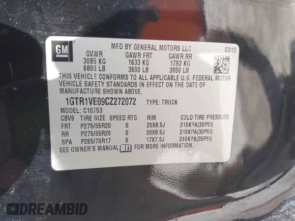 2012 GMC Sierra 1500 SLE z VIN 1GTR1VE09CZ272072, wystawiony jako IAAI lot #42071711 z przebiegiem 243 246 mil mil oraz . Historia ofert i sprzedaży dostępna na DreamBid. Obrazek 9.