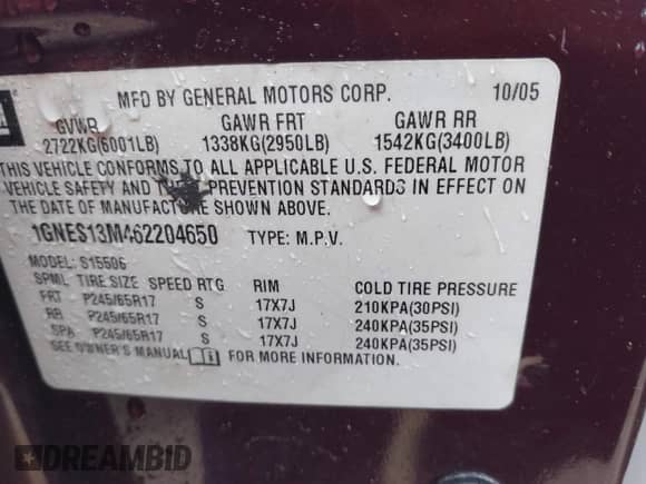 2006 Chevrolet TrailBlazer LT с VIN 1GNES13M462204650, выставлен на аукционе IAAI как лот 41652553 с пробегом 189 594 миль миль и . История ставок и продаж доступна на DreamBid. Изображение 9.