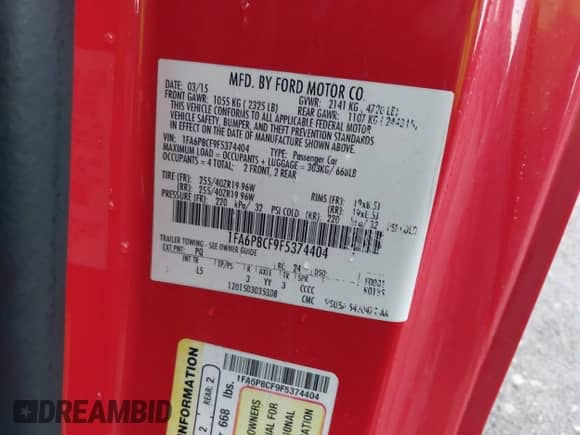 2015 Ford Mustang GT с VIN 1FA6P8CF9F5374404, выставлен на аукционе IAAI как лот 43383260 с пробегом 99 765 миль миль и . История ставок и продаж доступна на DreamBid. Изображение 9.