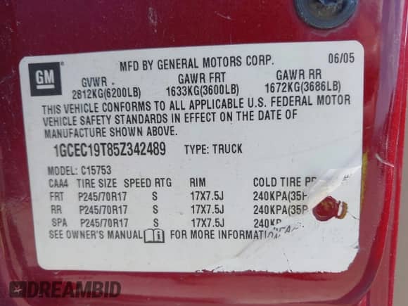 2005 Chevrolet Silverado 1500 LS with VIN 1GCEC19T85Z342489, listed as a IAAI auction lot 43340805 with 305,480 mi miles and . Bid and sale history available at DreamBid. Image 9.