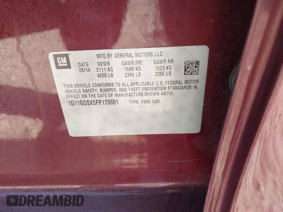 2015 Chevrolet Malibu LTZ с VIN 1G11G5SX5FF178881, выставлен на аукционе IAAI как лот 42439918 с пробегом 152 378 миль миль и . История ставок и продаж доступна на DreamBid. Изображение 9.