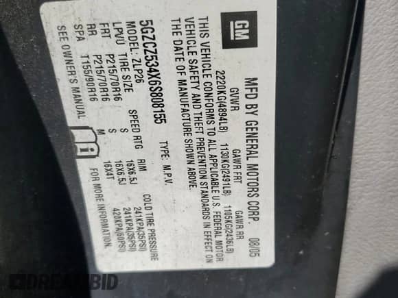 2006 Saturn VUE z VIN 5GZCZ534X6S808155, wystawiony jako Copart lot #80724404 z przebiegiem 209 923 mil mil oraz Szkoda całkowita • Salvage title. Historia ofert i sprzedaży dostępna na DreamBid. Obrazek 12.