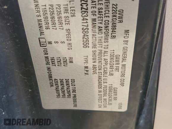 2007 Saturn VUE V6 с VIN 5GZCZ63417S842556, выставлен на аукционе Copart как лот 66517315 с пробегом 192 785 миль миль и Чистый • Clean title. История ставок и продаж доступна на DreamBid. Изображение 13.