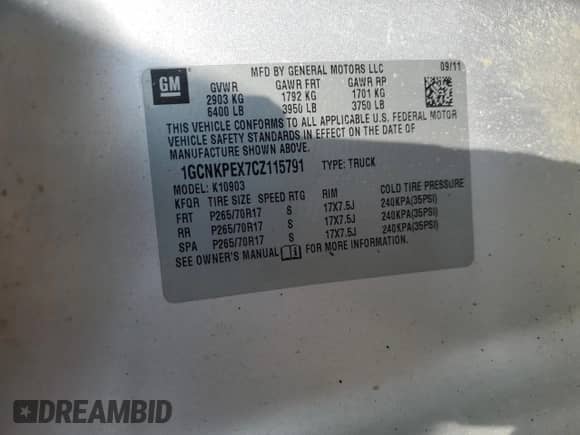 2012 Chevrolet Silverado 1500 Work Truck с VIN 1GCNKPEX7CZ115791, выставлен на аукционе Copart как лот 61225215 с пробегом Не указан миль и Списание • Salvage title. История ставок и продаж доступна на DreamBid. Изображение 12.