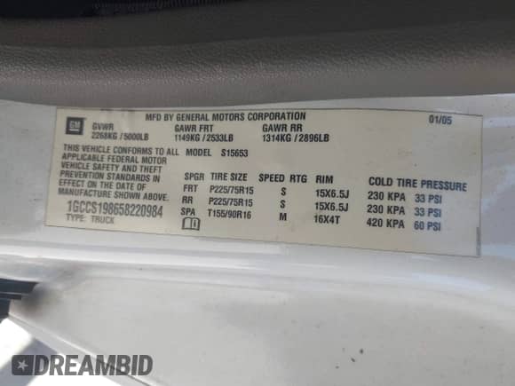 2005 Chevrolet Colorado Z85 с VIN 1GCCS198658220984, выставлен на аукционе IAAI как лот 43458354 с пробегом 207 702 миль миль и . История ставок и продаж доступна на DreamBid. Изображение 9.