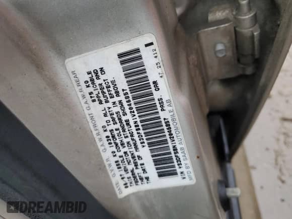 1997 Saab 900 с VIN YS3DF58N1V2046857, выставлен на аукционе Copart как лот 84788464 с пробегом 90 640 миль миль и Чистый • Clean title. История ставок и продаж доступна на DreamBid. Изображение 12.