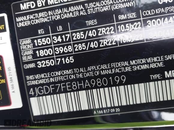 2017 Mercedes-Benz GLS 63 AMG z VIN 4JGDF7FE8HA980199, wystawiony jako IAAI lot #43269744 z przebiegiem 68 350 mil mil oraz . Historia ofert i sprzedaży dostępna na DreamBid. Obrazek 9.