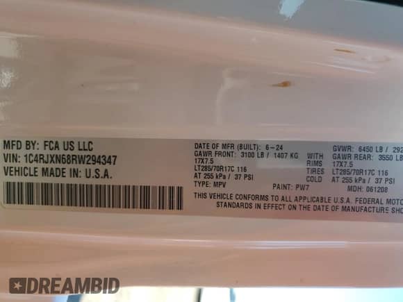 2024 Jeep Wrangler Sport S с VIN 1C4RJXN68RW294347, выставлен на аукционе Copart как лот 72035175 с пробегом 5 716 миль миль и Списание • Salvage title. История ставок и продаж доступна на DreamBid. Изображение 14.