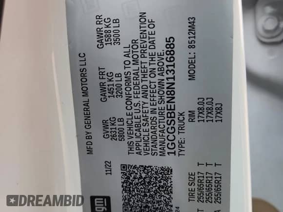 2022 Chevrolet Colorado 2WD Work Truck z VIN 1GCGSBEN8N1316885, wystawiony jako Copart lot #85322685 z przebiegiem 80 830 mil mil oraz Szkoda całkowita • Salvage title. Historia ofert i sprzedaży dostępna na DreamBid. Obrazek 12.