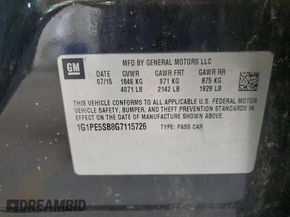 2016 Chevrolet Cruze LT with VIN 1G1PE5SB8G7115726, listed as a Copart auction lot 82020065 with 31,936 mi miles and Clean title. Bid and sale history available at DreamBid. Image 12.