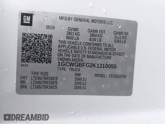 2019 Chevrolet Express Cargo с VIN 1GCWGBFG2K1310055, выставлен на аукционе IAAI как лот 42983600 с пробегом 162 413 миль миль и . История ставок и продаж доступна на DreamBid. Изображение 9.
