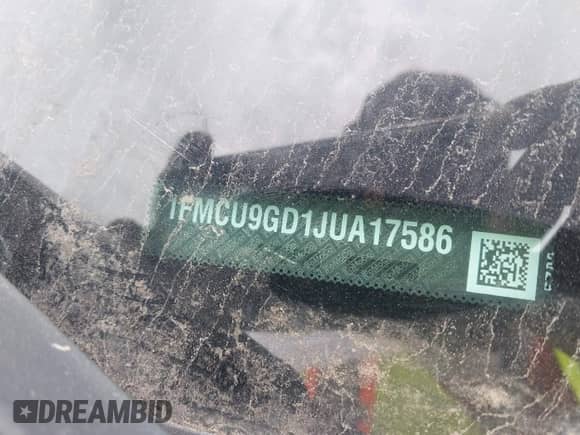 2018 Ford Escape SE с VIN 1FMCU9GD1JUA17586, выставлен на аукционе IAAI как лот 43243779 с пробегом Не указан миль и . История ставок и продаж доступна на DreamBid. Изображение 16.