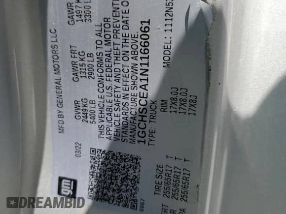 2022 Chevrolet Colorado 2WD LT z VIN 1GCHSCEA1N1166061, wystawiony jako Copart lot #86297075 z przebiegiem Nie podano mil oraz Czysty tytuł • Clean title. Historia ofert i sprzedaży dostępna na DreamBid. Obrazek 12.