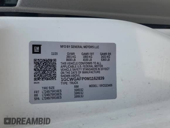 2021 Chevrolet Express Cargo с VIN 1GCWGAFP0M1162839, выставлен на аукционе Copart как лот 65788355 с пробегом 211 034 миль миль и Чистый • Clean title. История ставок и продаж доступна на DreamBid. Изображение 12.