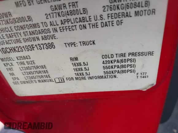 2003 Chevrolet Silverado 2500HD LT with VIN 1GCHK23193F137386, listed as a IAAI auction lot 43429707 with Not provided miles and . Bid and sale history available at DreamBid. Image 9.