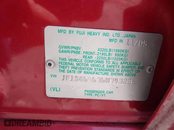 2006 Subaru Forester XT Limited с VIN JF1SG69676H743236, выставлен на аукционе IAAI как лот 42732735 с пробегом 220 201 миль миль и . История ставок и продаж доступна на DreamBid. Изображение 9.