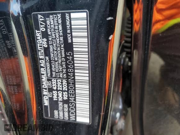 2017 Mercedes-Benz CLA 250 с VIN WDDSJ4EB0HN486045, выставлен на аукционе Copart как лот 68926015 с пробегом Не указан миль и Списание • Salvage title. История ставок и продаж доступна на DreamBid. Изображение 12.