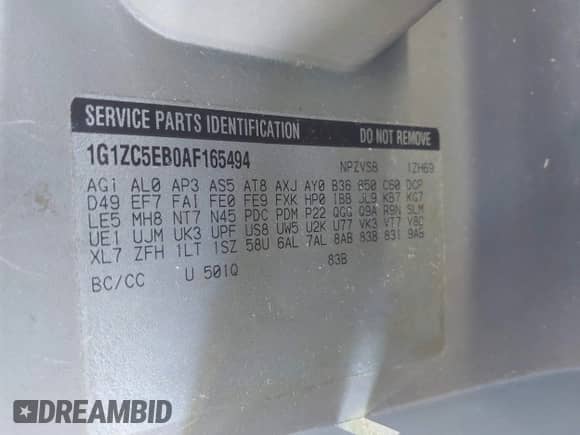 2010 Chevrolet Malibu 1LT с VIN 1G1ZC5EB0AF165494, выставлен на аукционе IAAI как лот 43333056 с пробегом 69 770 миль миль и . История ставок и продаж доступна на DreamBid. Изображение 9.