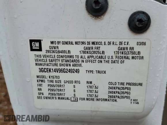 2006 Chevrolet Silverado 1500 Work Truck с VIN 3GCEK14V96G249249, выставлен на аукционе Copart как лот 68479495 с пробегом Не указан миль и Списание • Salvage title. История ставок и продаж доступна на DreamBid. Изображение 13.