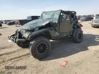 2005 Jeep Wrangler SE with VIN 1J4FA29175P331391, listed as a Copart auction lot 76608824 with 98,268 mi miles and Salvage title. Bid and sale history available at DreamBid. Image 1.
