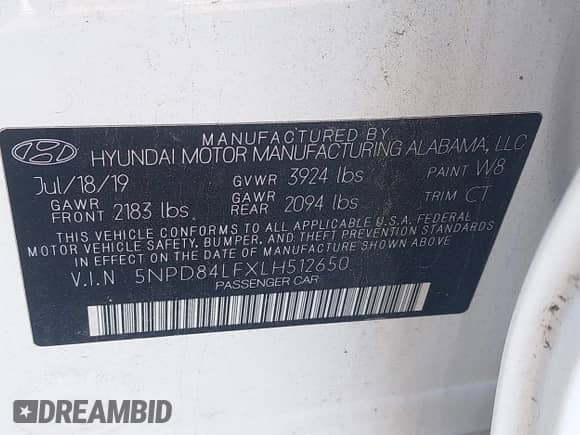 2020 Hyundai Elantra SEL z VIN 5NPD84LFXLH512650, wystawiony jako IAAI lot #43410928 z przebiegiem 81 785 mil mil oraz . Historia ofert i sprzedaży dostępna na DreamBid. Obrazek 9.