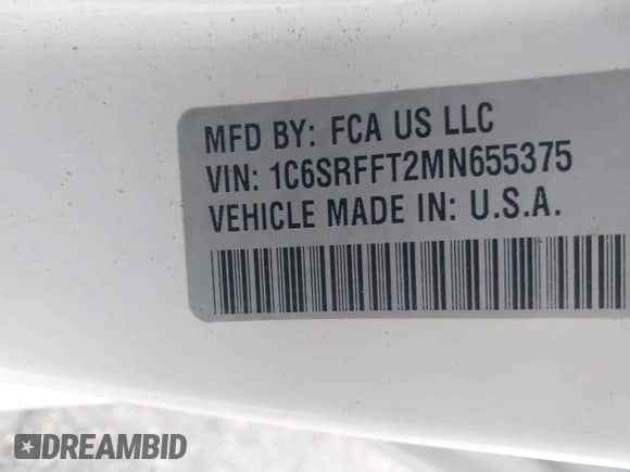 2021 Ram 1500 Big Horn z VIN 1C6SRFFT2MN655375, wystawiony jako IAAI lot #43340367 z przebiegiem 15 265 mil mil oraz . Historia ofert i sprzedaży dostępna na DreamBid. Obrazek 9.