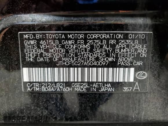 2010 Lexus IS 250 с VIN JTHCF5C27A5040097, выставлен на аукционе Copart как лот 81824455 с пробегом 149 433 миль миль и Списание • Salvage title. История ставок и продаж доступна на DreamBid. Изображение 13.