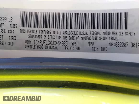 2018 Jeep Grand Cherokee Trailhawk z VIN 1C4RJFLGXJC454935, wystawiony jako IAAI lot #41753809 z przebiegiem 38 896 mil mil oraz . Historia ofert i sprzedaży dostępna na DreamBid. Obrazek 9.