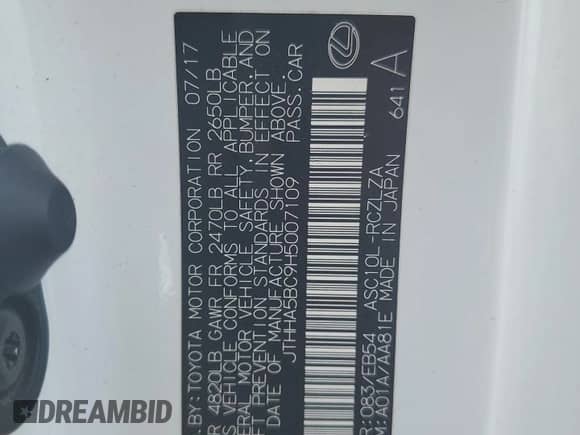 2017 Lexus RC 200t с VIN JTHHA5BC9H5007109, выставлен на аукционе Copart как лот 60424705 с пробегом 52 543 миль миль и Списание • Salvage title. История ставок и продаж доступна на DreamBid. Изображение 12.