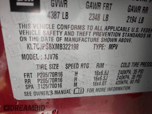 2021 Chevrolet Trax LT с VIN KL7CJPSBXMB322198, выставлен на аукционе IAAI как лот 42787861 с пробегом 76 637 миль миль и . История ставок и продаж доступна на DreamBid. Изображение 9.