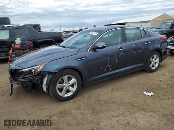 2015 Kia Optima LX with VIN KNAGM4A71F5590658, listed as a Copart auction lot 57567135 with 45,549 mi miles and Clean title. Bid and sale history available at DreamBid. Image 1.