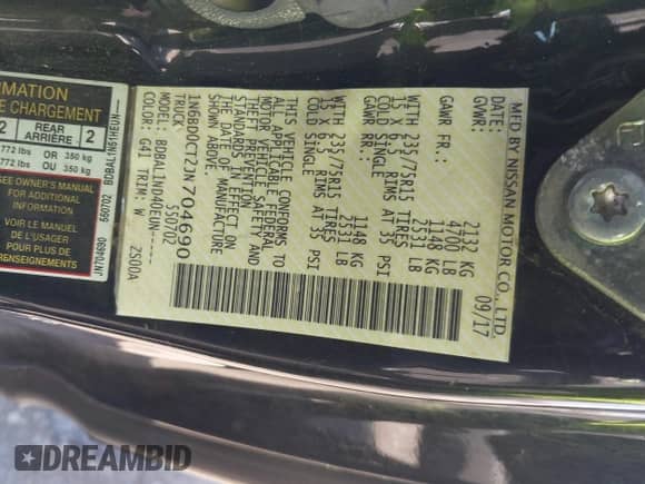 2018 Nissan Frontier SV with VIN 1N6BD0CT2JN704690, listed as a IAAI auction lot 43072855 with 73,076 mi miles and . Bid and sale history available at DreamBid. Image 9.