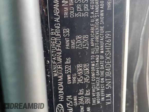 2025 Hyundai Santa Cruz SEL с VIN 5NTJB4DEXSH126191, выставлен на аукционе Copart как лот 60996515 с пробегом 2 744 миль миль и Списание • Salvage title. История ставок и продаж доступна на DreamBid. Изображение 12.