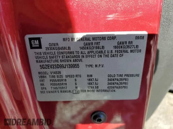 2009 Saturn Outlook XR с VIN 5GZEV23D99J139955, выставлен на аукционе Copart как лот 42544965 с пробегом 198 161 миль миль и Списание • Salvage title. История ставок и продаж доступна на DreamBid. Изображение 13.