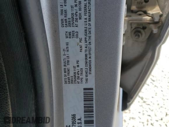 2021 Ram 1500 Big Horn with VIN 1C6RREFM7MN795066, listed as a Copart auction lot 60874695 with 101,089 mi miles and Salvage title. Bid and sale history available at DreamBid. Image 12.