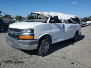 2006 Chevrolet Express Passenger с VIN 1GAHG35U161185182, выставлен на аукционе Copart как лот 51639815 с пробегом 88 380 миль миль и Списание • Salvage title. История ставок и продаж доступна на DreamBid. Изображение 1.