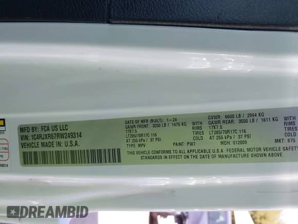 2024 Jeep Wrangler Rubicon with VIN 1C4RJXR67RW249314, listed as a IAAI auction lot 43324333 with 45,314 mi miles and . Bid and sale history available at DreamBid. Image 9.
