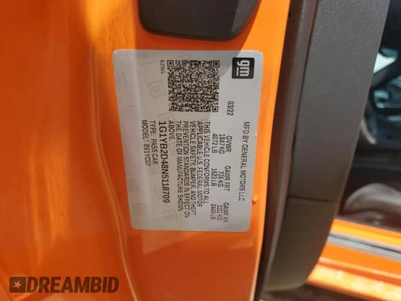 2022 Chevrolet Corvette 2LT с VIN 1G1YB2D48N5118709, выставлен на аукционе Copart как лот 74038184 с пробегом Не указан миль и На запчасти • Non repairable. История ставок и продаж доступна на DreamBid. Изображение 13.