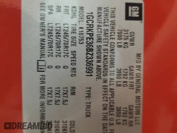 2011 Chevrolet Silverado 1500 Work Truck z VIN 1GCRKPE36BZ336991, wystawiony jako Copart lot #58299265 z przebiegiem 195 291 mil mil oraz Nie do naprawy • Non repairable. Historia ofert i sprzedaży dostępna na DreamBid. Obrazek 12.