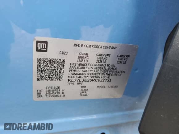 2024 Chevrolet Trax 2RS с VIN KL77LJE26RC022731, выставлен на аукционе Copart как лот 84293975 с пробегом 26 625 миль миль и Списание • Salvage title. История ставок и продаж доступна на DreamBid. Изображение 14.