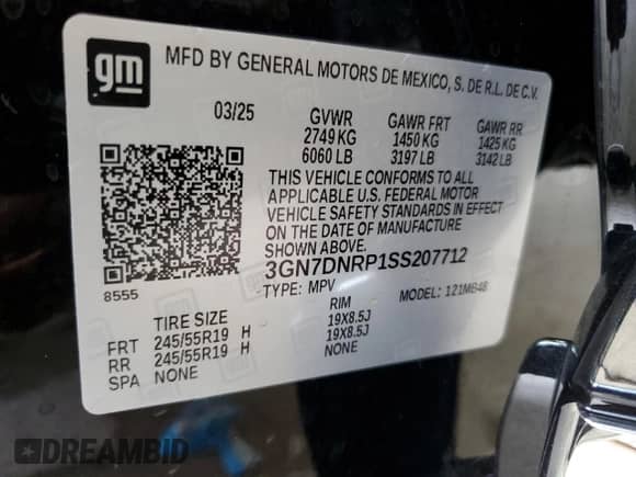 2025 Chevrolet Equinox EV LT2 z VIN 3GN7DNRP1SS207712, wystawiony jako Copart lot #56672235 z przebiegiem 1 121 mil mil oraz Szkoda całkowita • Salvage title. Historia ofert i sprzedaży dostępna na DreamBid. Obrazek 13.