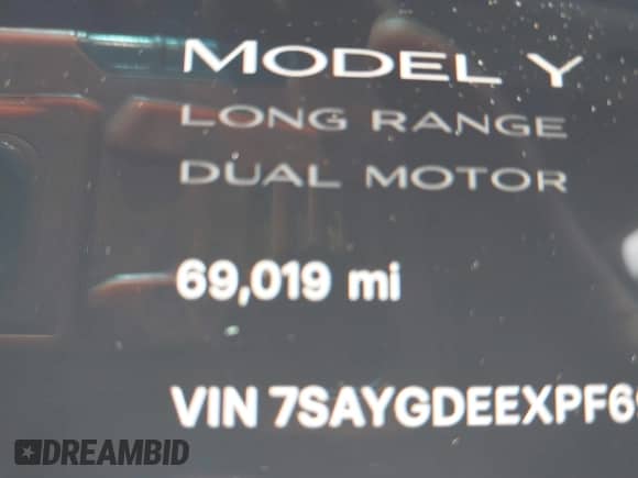 2023 Tesla Model Y Long Range с VIN 7SAYGDEEXPF697167, выставлен на аукционе IAAI как лот 42793490 с пробегом 69 019 миль миль и . История ставок и продаж доступна на DreamBid. Изображение 16.